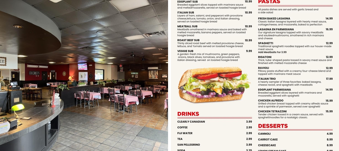 Deorio's Pizza Menu